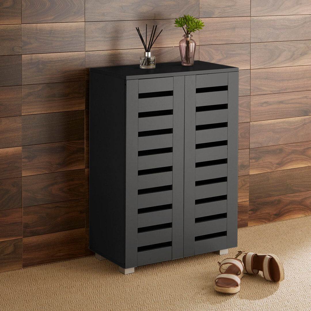 Ebern Designs Oslo 10 Pair Shoe Storage Cabinet Black 10