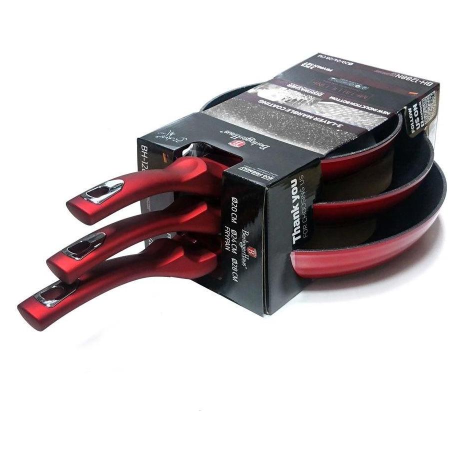 BerlingerHaus GRANITE FRYING SET 3 PCS. Red METALLIC LINE BH-1288 (Bratpfanne, Aluminium, 20 x 5.20 cm) (BH-1288)