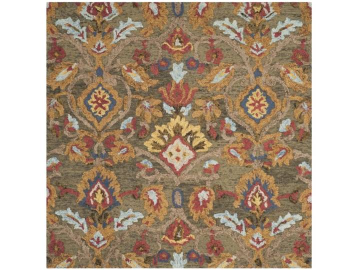 Tapis traditionnel en laine vert/multicolore, 183 x 183 cm