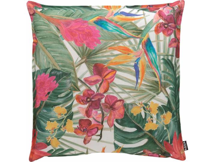 Dekokissen H.O.C.K. Beach Life , bunt (bunt, geblümt gemustert), B:50cm L:50cm, Polyester, Dekokissen_Sitzkissen_Kissenhüllen, Dekokissen, im floralen Muster