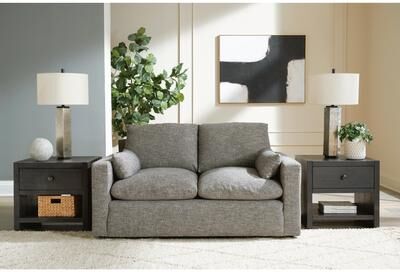 "Signature Design by Ashley Dramatic Gray Loveseat - 64""W x 42""D x 36""H"