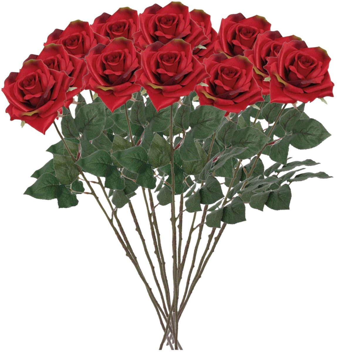 Mica Decorations Kunstbloemen Roos Amore - Rood - Zijdebloemen Boeket - 66 cm