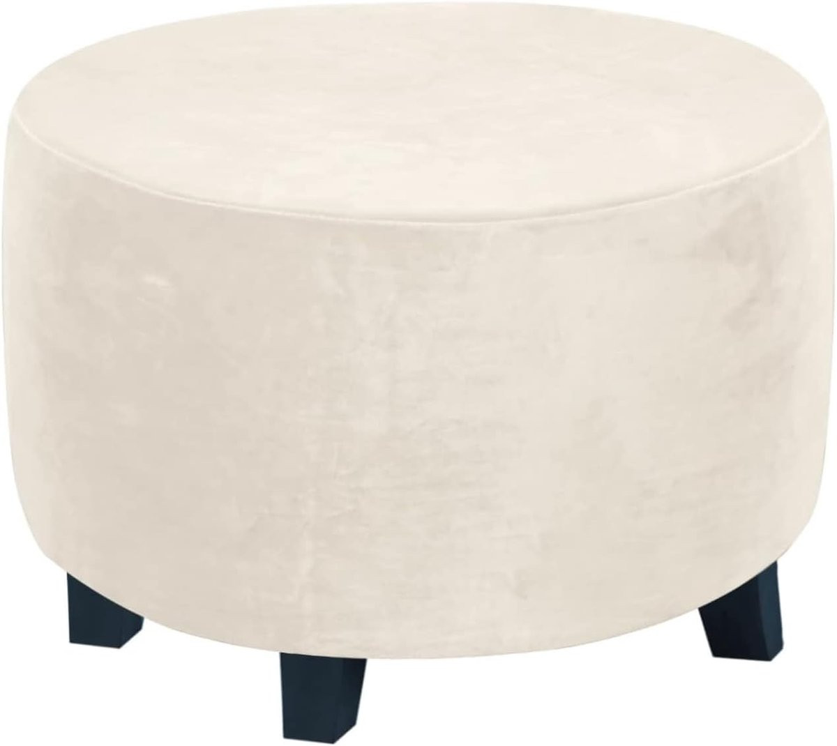 Beige Voetenbankhoes voor Poef - Elastische Beschermhoes voor Meubels - Diameter: 61-74 cm
