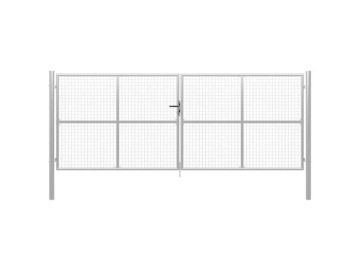 vidaXL Gartentor mit Maschendraht, 409/125 cm, aus Stahl, Silber, Silberfarben, Metall, 415x200 cm, Gartenzubehör