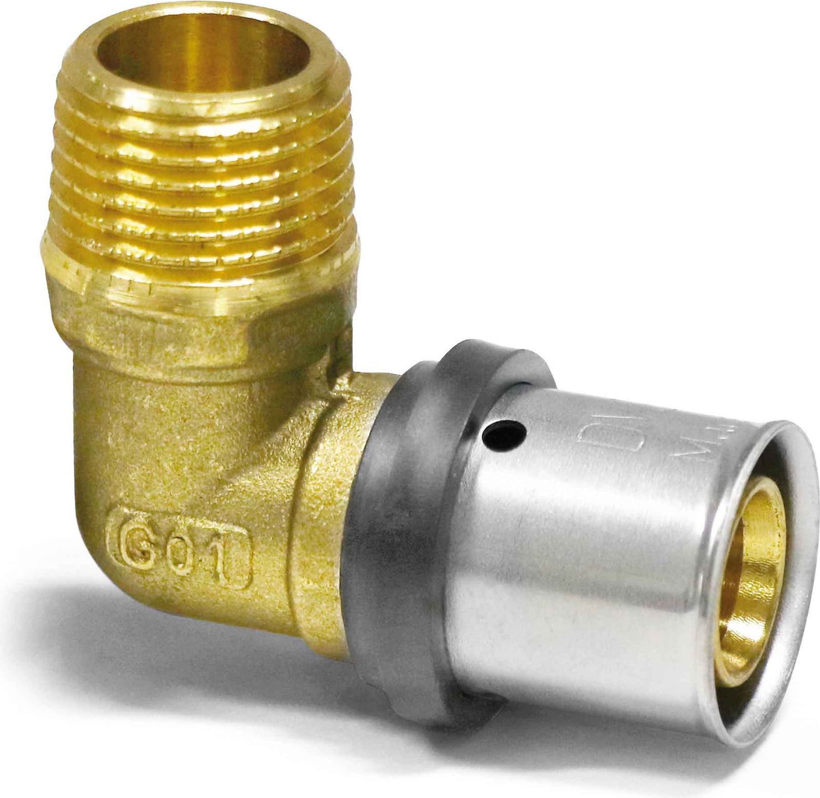 Pipetec Persfitting Hoekstuk 90 graden met TH-aansluiting en U-vorm, 20 mm x 3/4 AG, voor composietbuis