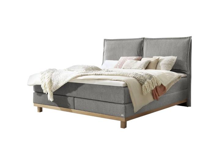 Hasena Boxspringbett Zamora grey Stoff 140 x 200 cm - Boxspringbett