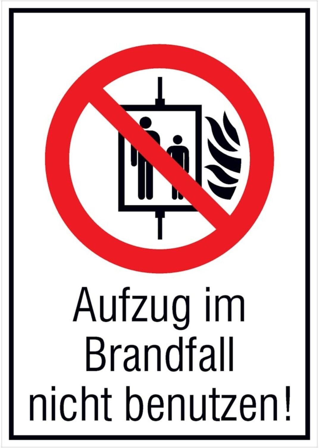 SafetyMarking Verbotsschild Folie B131xH185 mm Aufzug im Brandfall nicht benutzen ; wolk (38.A6140)
