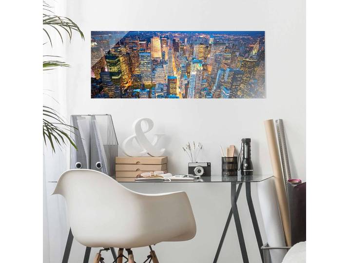 Glasbild Midtown Manhattan Glasart: Sicherheitsglas Material: Glas Motiv: Städte & Architektur Muster: mit Motiv Blau 125 x 50cm