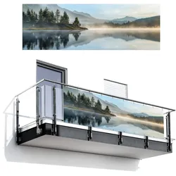 BALKON-SICHTSCHUTZ See - Nebel - Berge - Landschaft Windschutz 300x100 cm