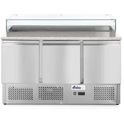 Arktic Pizzatisch mit 3 Türen und Hygieneschutz  1378x702x1155mm