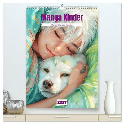 Manga Kinder - Unerschütterliche Tierliebe (hochwertiger Premium Wandkalender 2027 DIN A2 hoch), Kunstdruck in Hochglanz