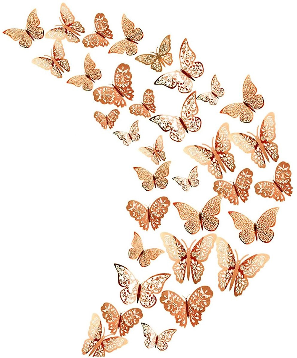 36 stuks 3D Vlinder Wandstickers Metallic Wanddecoratie