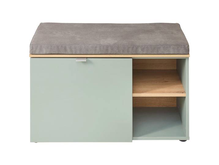 Xora Garderobenbank Bari, Eiche Artisan, Schilfgrün, Kunststoff, Füllung: Schaumstoff, 78x50x38 cm, Typenauswahl, Garderobe, Garderoben-Sets & Garderoben-Serien, Garderoben-Serien
