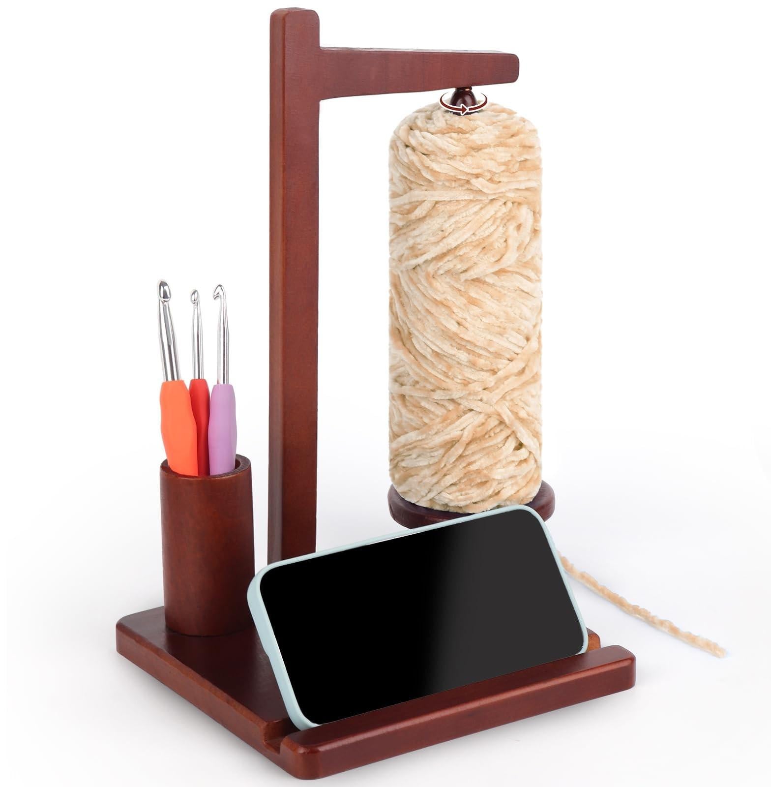 Multifunctionele houten garenhouder met magnetische rotatiefunctie