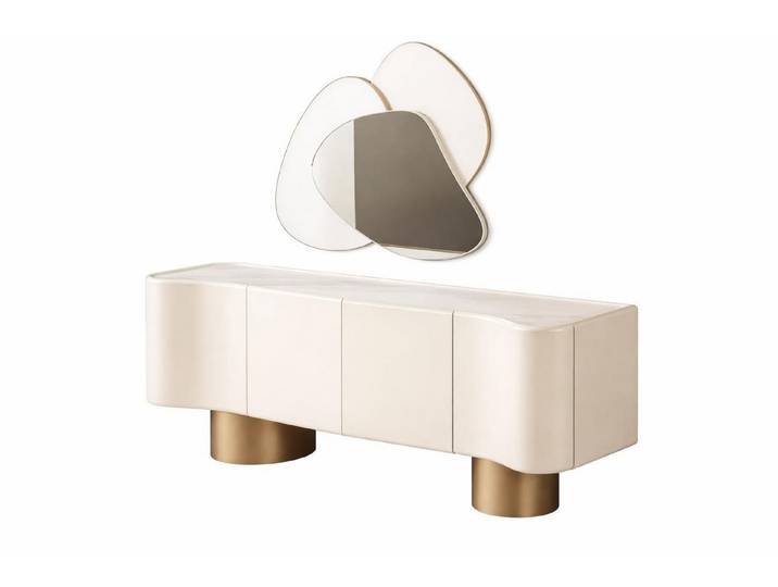 Xlmoebel TV-Wand Modernes TV-Board und Beistelltisch aus braunem Holz für, (2-St), Made in Europa