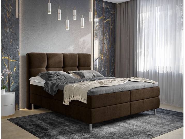 Boxbett Mosora 160 x 200cm Microfaser Braun Zylinder