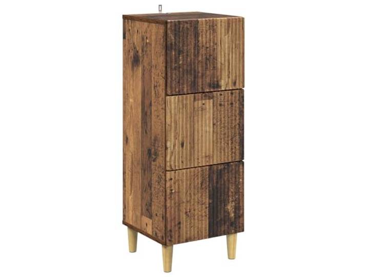 Favemtsl Schubladenschrank Altholz-Optik 33 x 34,5 x 90 cm Kommode Kompakte Kommode aus Holzwerkstoff mit 3 Schubladen: Ideal für Schlafzimmer und Flur im Vintage-Design.