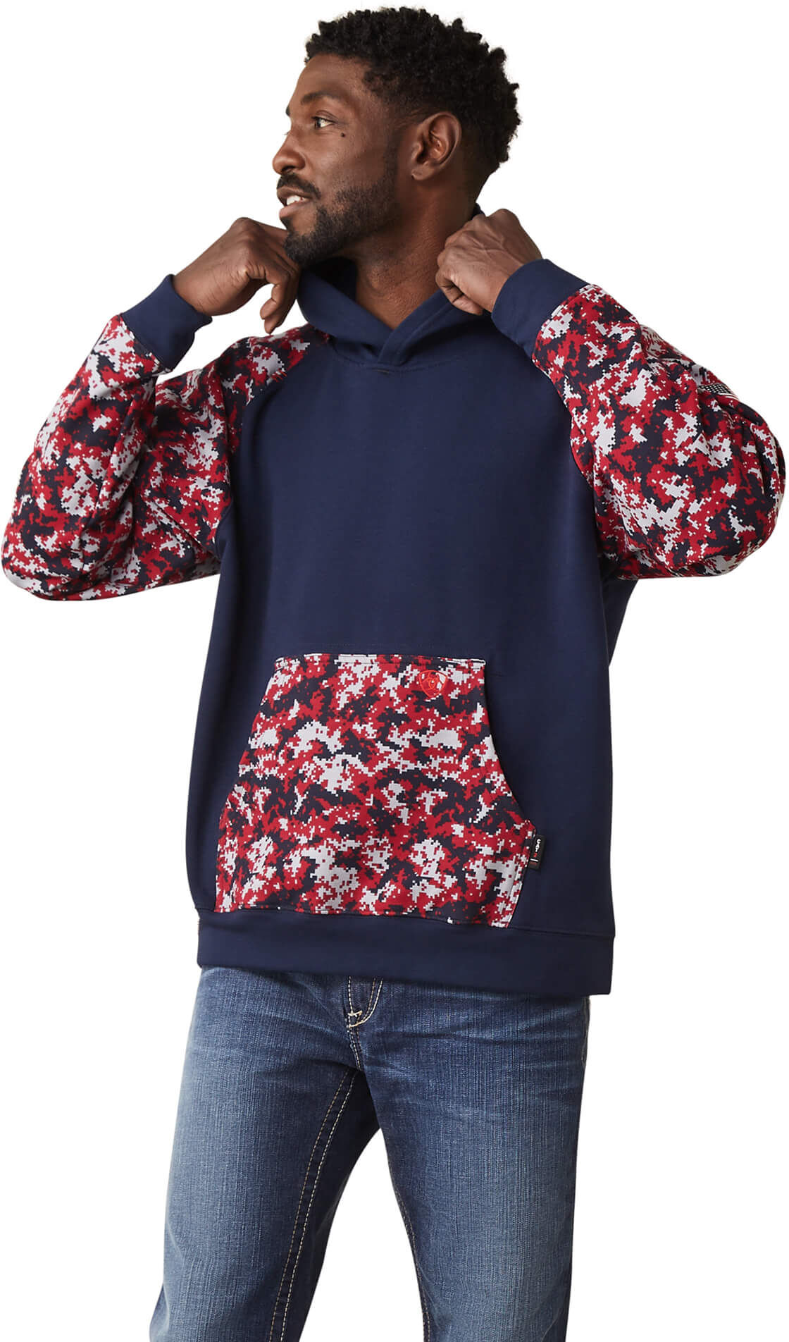 Men's Flame-Resistant DuraStretch Patriot Hoodie in Alloy Patriot, Size: Large by Ariat