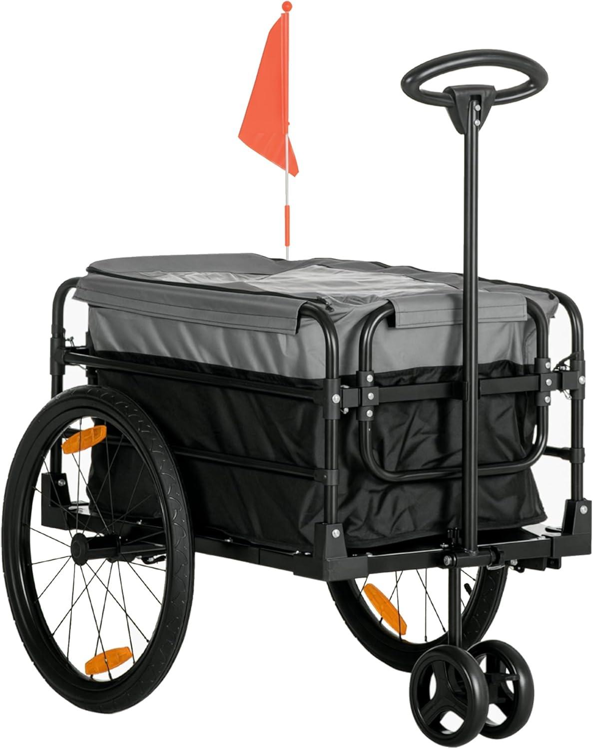 2-in-1 Fahrradanhänger - Fahrradtrailer - Handwagen - Transportwagen - Karren - Stahlrahmen - 20-Zoll-Luftreifen