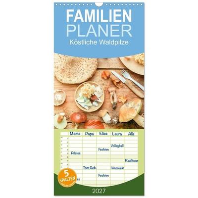 Familienplaner 2027 - Köstliche Waldpilze mit 5 Spalten (Wandkalender, 21 x 45 cm) CALVENDO