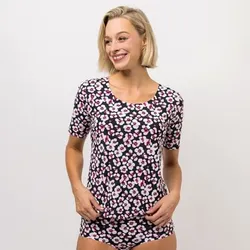 LITTLE ROSE Shirt, 1/2-Arm Mikrofaser figurbetont eng Blumendruck