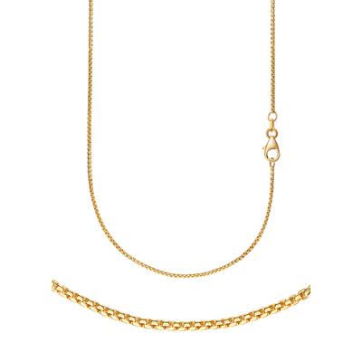 Collierkettchen FIRETTI "Schmuck Geschenk Gold 333 oder 585 Halskette Venezianerkette halbrund" Gr. 55, gold (gelbgoldfarben), Halsketten, Damen, 55, Gelbgold 585, B: 1,5mm, Made in Germany, B:1,5mm