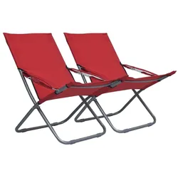 vidaXL Klappbare Strandstühle 2 Stk. Stoff Rot