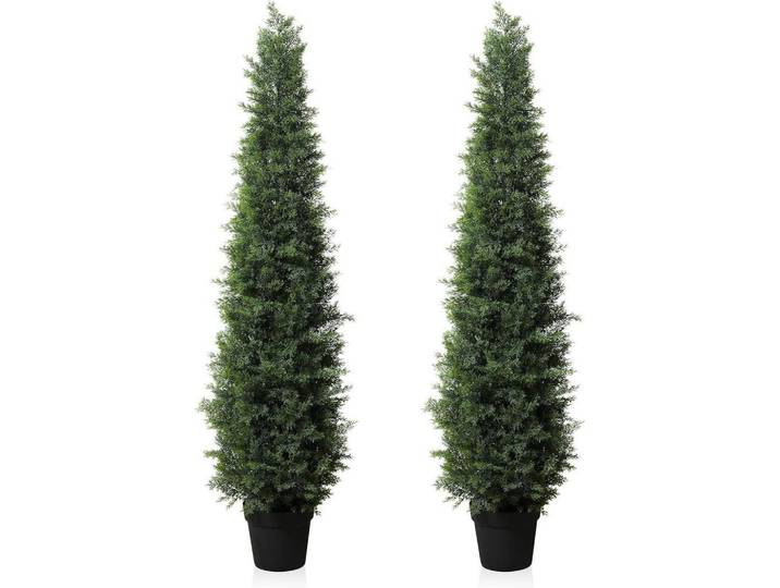 Kunstpflanze Zeder 150 cm 2-teiliges Set UV-geschützt, Grün, Kunststoff, 22 cm, Dekoration, Blumen & Blumentöpfe, Kunstpflanzen