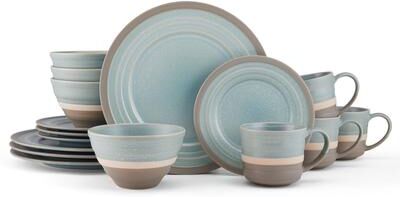 Pfaltzgraff Adina Blue 16-Piece Dinnerware Set, Service for 4