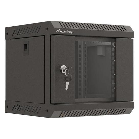 Lanberg Szafa Instalacyjna Rack Wisząca 10 4u 300x300 Czarna Drzwi Przeszklone (Flat Pack) (4 HE, 10 Zoll Rack) (WF11-3304-10B)