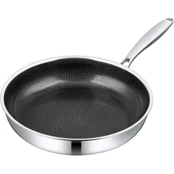 Morleos Bratpfanne 24 cm 2 Liter Antihaft Wabenstruktur Edelstahl Pfanne Gas Induktion Elektro kleine Pfanne Kratzfest Rostfrei Beschichtet Gastro