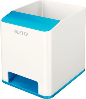 Stiftehalter Leitz WOW Sound, 1 Fach, Smartphone-Fach mit Soundverstärkung, weiß/blau