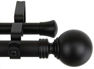 InStyleDesign Black Sphere Adjustable Double Curtain Rod Set