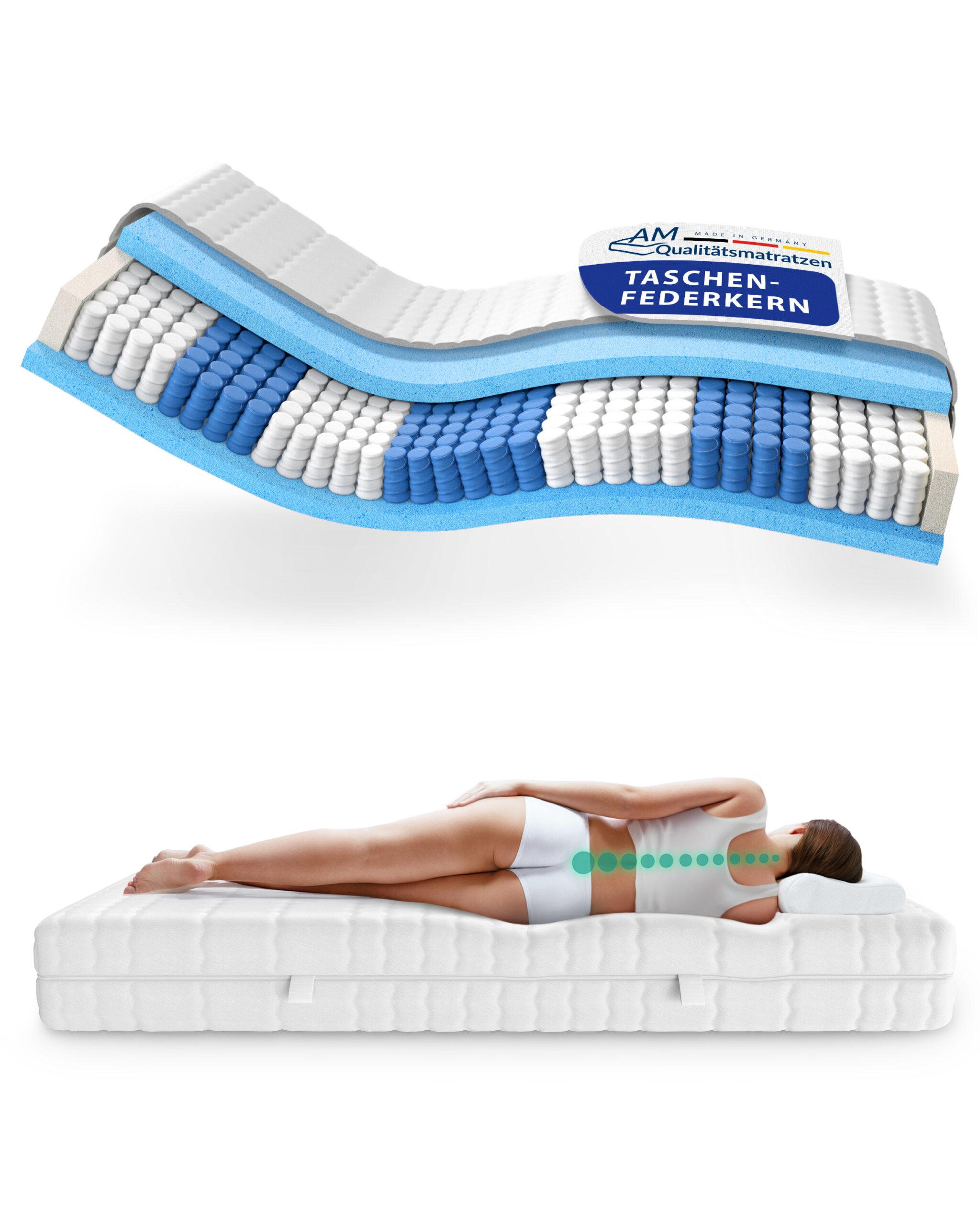AM Qualitätsmatratzen | Premium 7-Zonen Taschenfederkernmatratze H1 - 120 x 200 cm