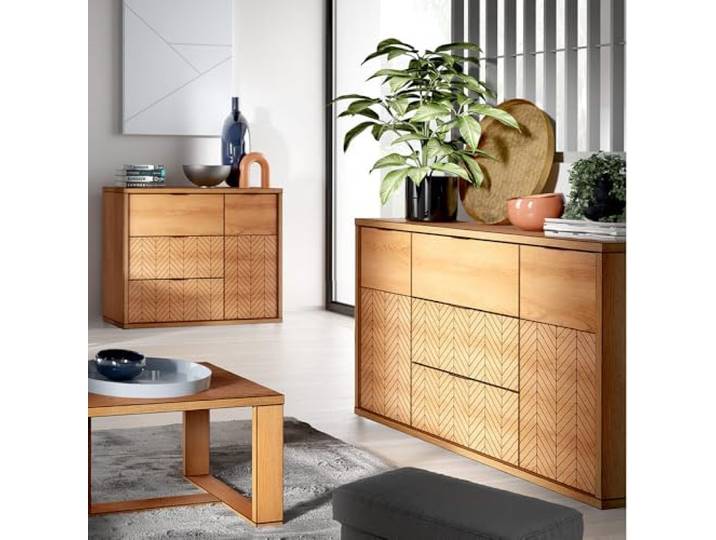 Lomadox Wohnzimmermöbel Set 2-teilig Sideboard Kommode Wohnzimmerschrank Wohnzimmer Schrank modern in Eiche