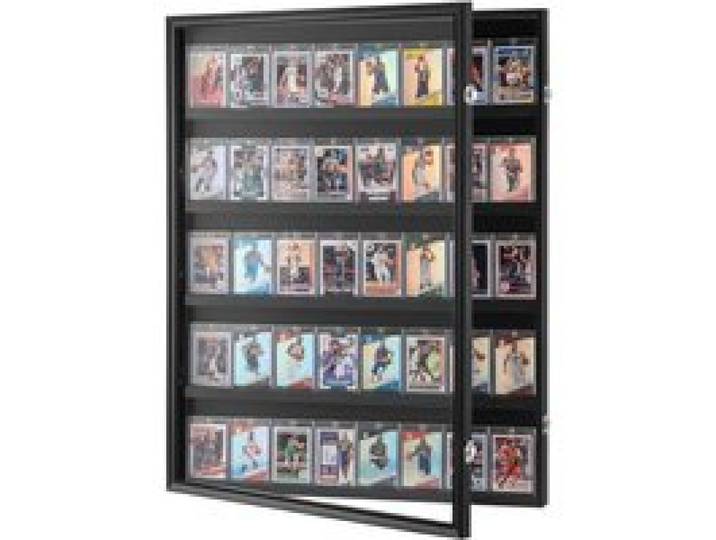 VEVOR Vitrine für Sportkarten in 35 verschiedenen Ausführungen, 617 x 775 x 55 mm, Schaukasten mit 98 % UV-Schutz, PC-Glas, abschließbarer Wandschrank für Fußball, Basketball, Hockey Sammelkarten