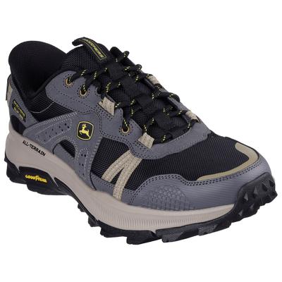 Slip-On Sneaker SKECHERS "EQUALIZER 5.0 TRAIL JOHN DEERE-HARVESTER", Herren, Gr. 40, Textil, schwarz (grau, schwarz), Leder, Mesh, Schuhe, Schnürschuh mit John Deere Collaboration