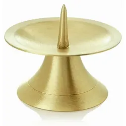 Kerzenleuchter Scheibenleuchter Messing Gold matt satiniert mit Dorn Ø 11 cm ideal für Kerzen