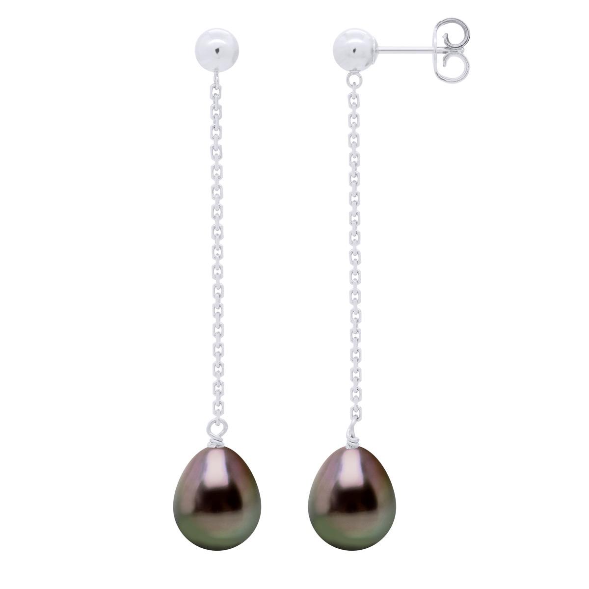 Hangende Oorbellen - Echte Gecultiveerde Tahiti Parel Paar 8-9 mm