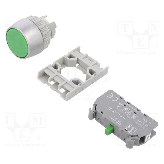 Spamel Steuerknopf 22mm grün mit Federrückstellung 1Z (SP22-KZ-10) (SP22-KZ-10.)
