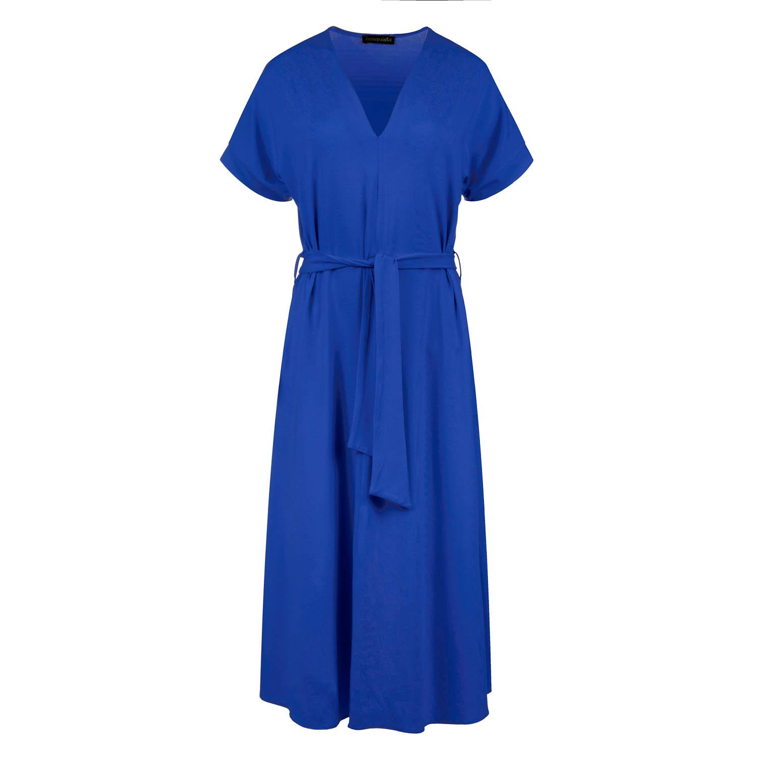 Königsblaues Jersey-Midikleid mit Gürtel