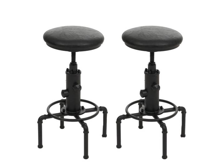 MCW Barhocker Schwarz 2er-Set, 45x85x45 cm, Esszimmer, Barmöbel, Barhocker
