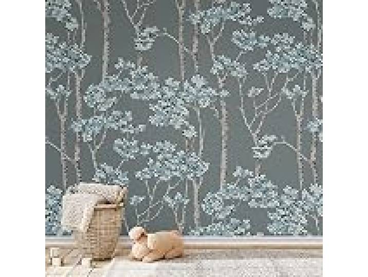 Papier Peint auto-adhésif - Arbre Bouleau Bleu