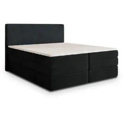 BOXSPRINGBETT MATERN 140x200 cm mit Matratze und Topper - Schwarz
