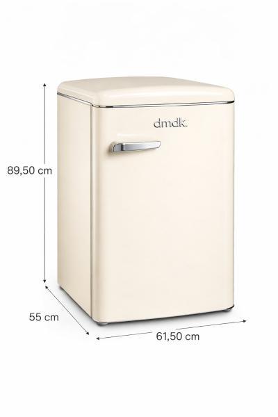 DMDK DKC1 Retro-Tischkühlschrank mit Gefrierfach, 88 cm, cremefarben