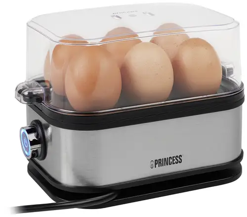 Princess 01.262046.01.001 Eierkocher BPA-frei, mit Messbecher, Kontrollleuchte Silber, Schwarz