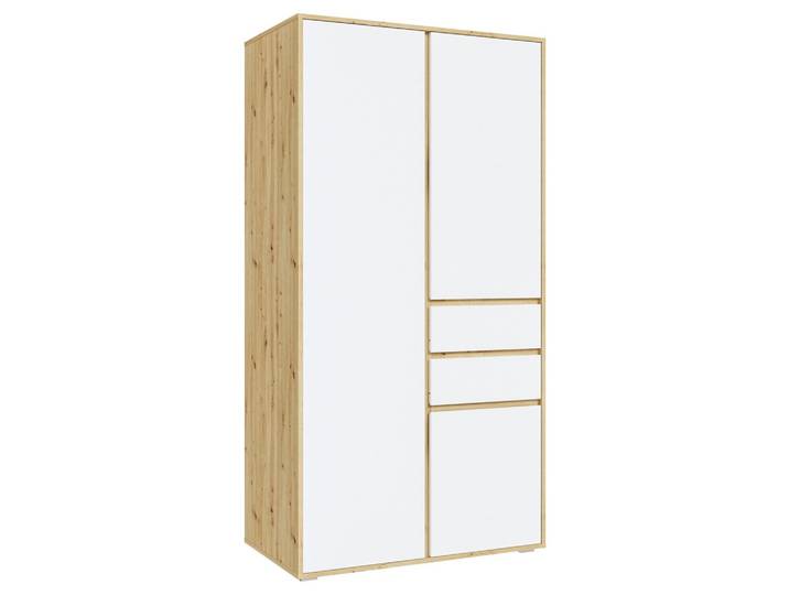Drehtürenschrank Falun Weiß/Eiche Artisan