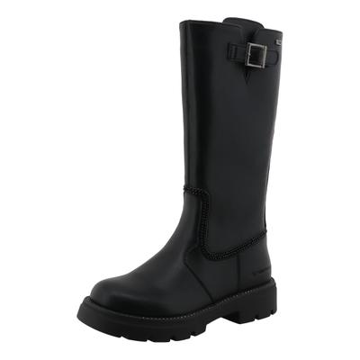 Stiefel TOM TAILOR, Mädchen, Gr. 36, wärmend, schwarz, Lederimitat, Schuhe Stiefel, Langschaftstiefel mit Schmucksteinen an der Sohle verziert