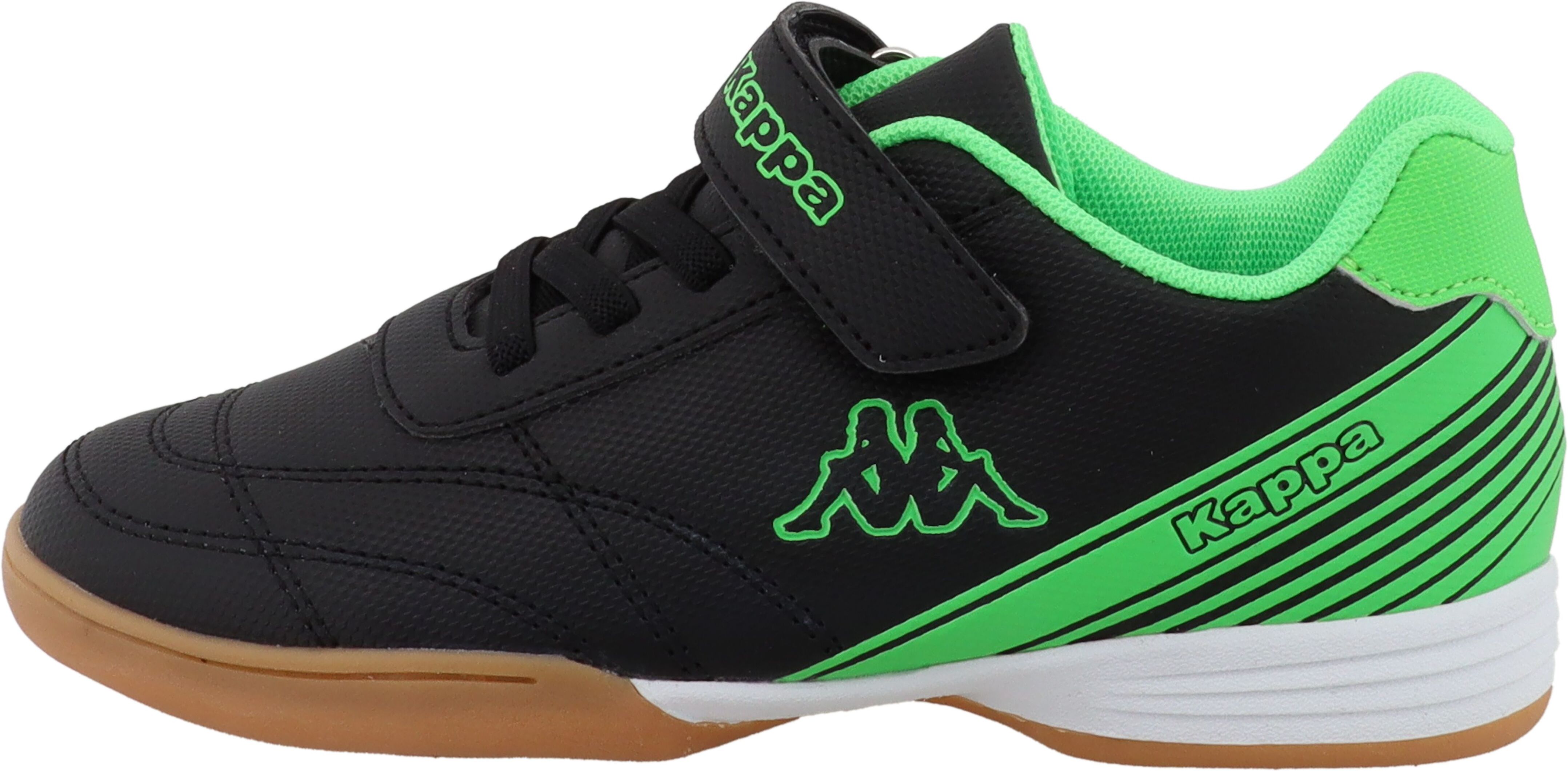 Hallenschuh KAPPA "Sonia", Mädchen, Gr. 40, Synthetik, schwarz (schwarz, grün), Schuhe Hallenschuh, Indoor Sportschuhe, nicht abfärbende Sohle schwarz, grün 40, Synthetik