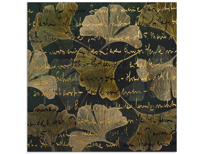 Glasbild ARTLAND Ginko , gold (farbe bild(er): gold), B:50cm H:50cm, Bilder, Glasbild, in verschiedenen Grössen